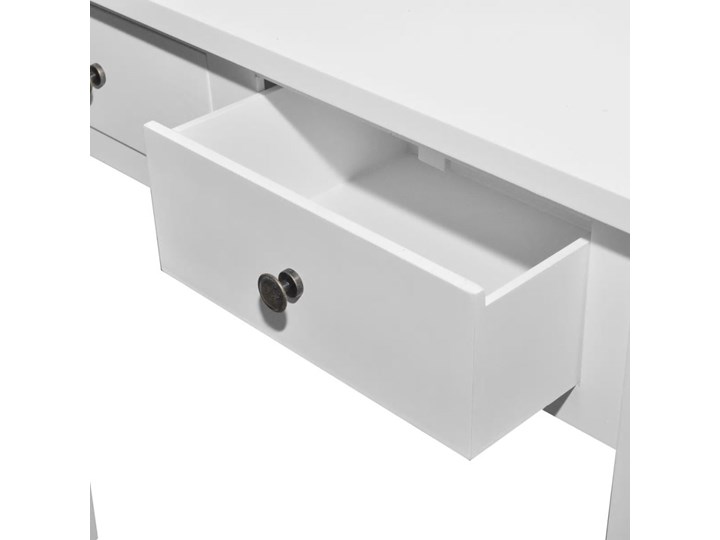 vidaXL Konsola z dwoma szufladami, biała Z szufladą Kształt blatu Prostokątny Głębokość 30 cm Wysokość 74 cm Szerokość 79 cm Stojąca Pomieszczenie Sypialnia