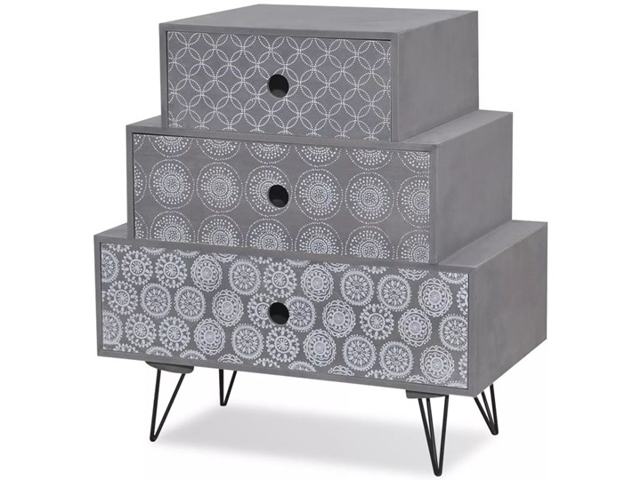 vidaXL Szafka nocna z 3 szufladami, szaro-brązowa Na zdjęcia Szerokość 52 cm Głębokość 30 cm Płyta MDF Pomieszczenie Sypialnia Nocne Wysokość 56 cm Płyta laminowana Metal Kategoria Szafki i regały