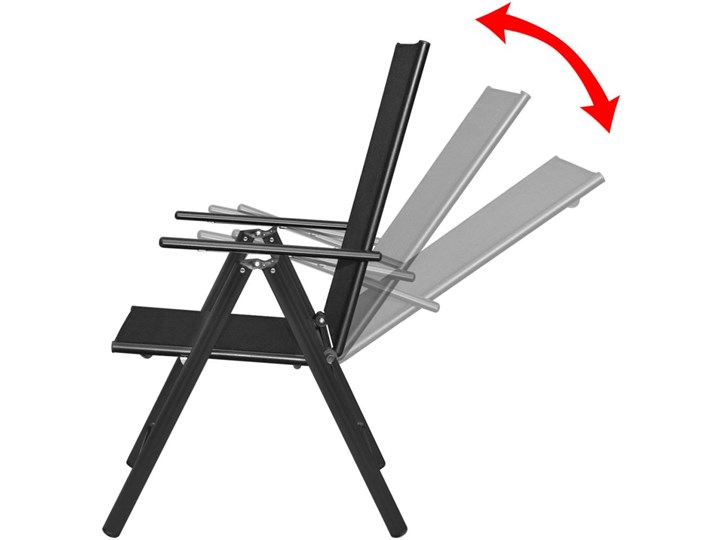 vidaXL Składane krzesła ogrodowe, 2 szt., aluminium/textilene, czarne Krzesło składane Tworzywo sztuczne Kolor Czarny Styl Nowoczesny