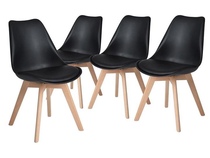 HOME DECOR ZESTAW 4 KRZESEŁ CZARNE Z PODUSZKĄ DAKOTA KRIS LUGANO CL001 DSW Skóra ekologiczna Drewno Szerokość 48 cm Tworzywo sztuczne Kolor Czarny