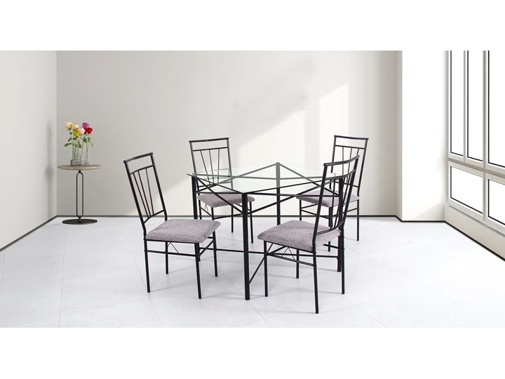 HOME DECOR ZESTAW KUCHENNA LUNA1 STÓŁ KWADRATOWY 90X90 4 KRZESŁA BLAT SZKLANY PRZEZROCZYSTY Pomieszczenie Jadalnia