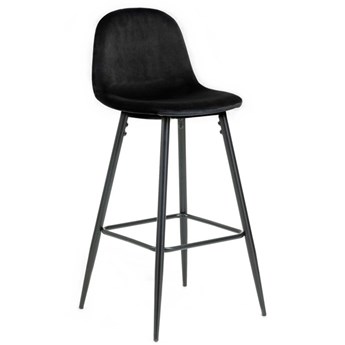 Hoker NILSON czarny krzesło barowe tapicerowane welur