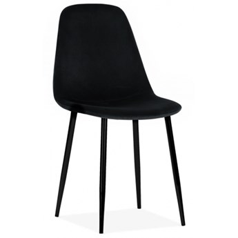 Krzesło do salonu FOX I czarne nogi czarne tapicerowane welur