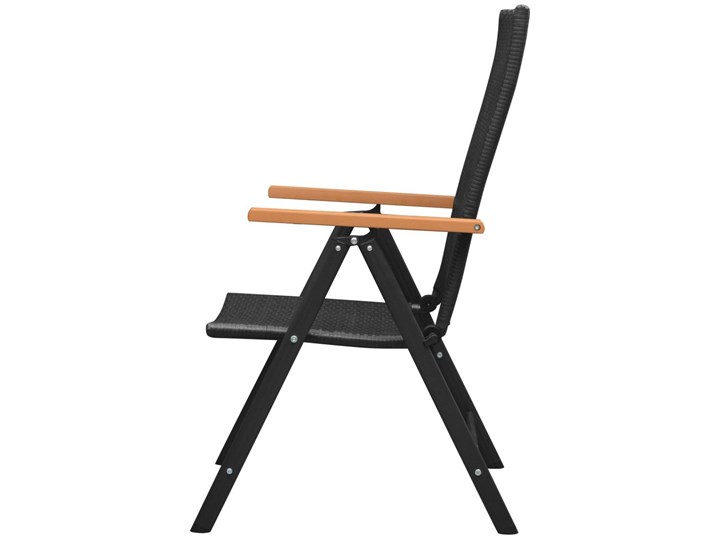 vidaXL Sztaplowane krzesła ogrodowe, 2 szt., polirattan, czarne Kolor Czarny Krzesło składane Krzesło z podłokietnikami Aluminium Styl Nowoczesny