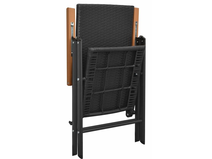vidaXL Sztaplowane krzesła ogrodowe, 2 szt., polirattan, czarne Aluminium Krzesło z podłokietnikami Krzesło składane Kolor Czarny
