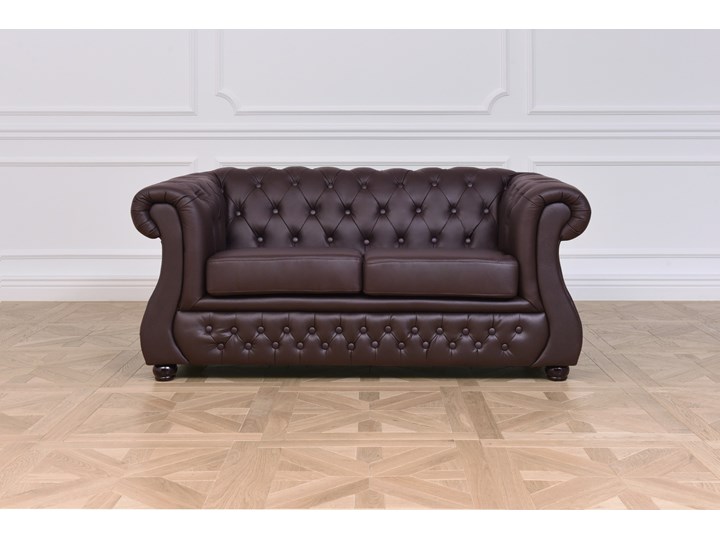 2 osobowa sofa Chester Lux, brązowa, skóra Szerokość 163 cm Głębokość 85 cm Chesterfield Typ Pikowane