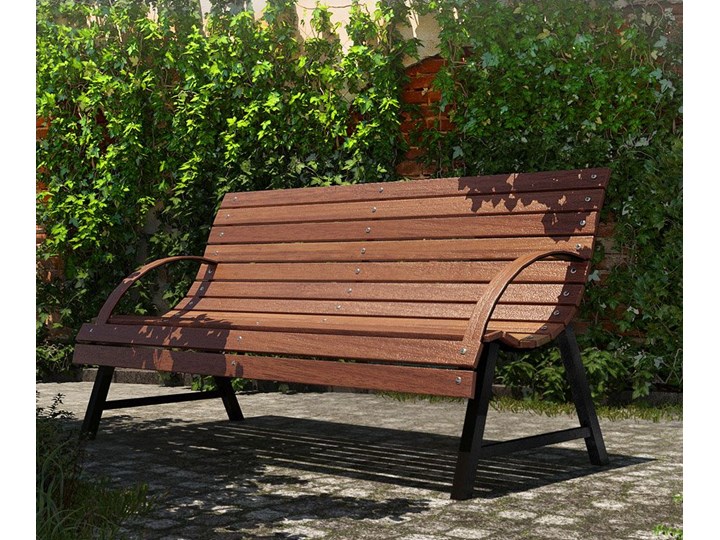 Retro ławka do ogrodu Wagris 200 cm - orzech Styl Vintage Stal Z oparciem Drewno Kategoria Ławki ogrodowe