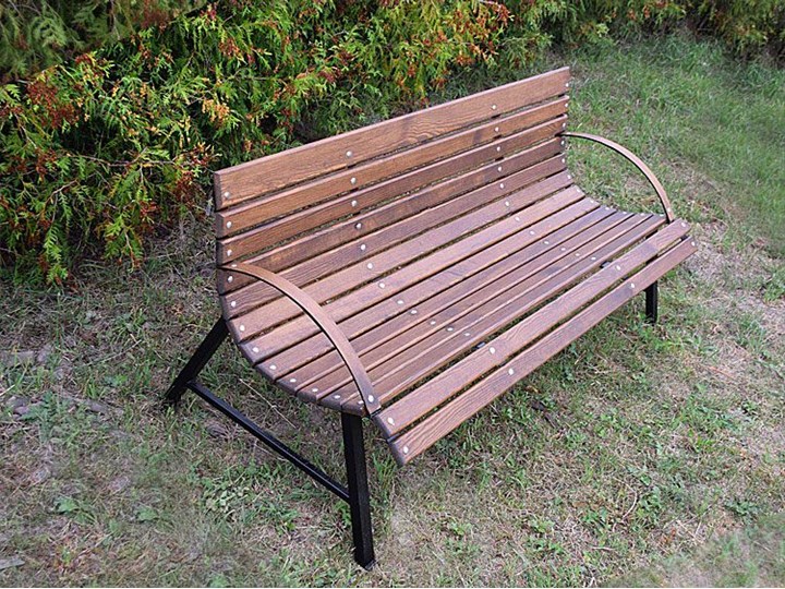 Retro ławka do ogrodu Wagris 200 cm - orzech Z oparciem Stal Drewno Styl Vintage Kategoria Ławki ogrodowe