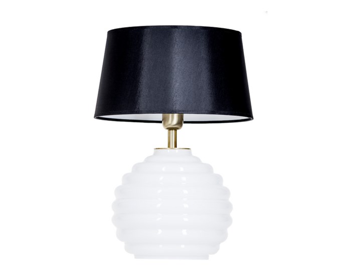 Lampka stołowa Antibes z białego szkła Czarny Lampa nocna Wysokość 42 cm Wysokość 16 cm Lampa z abażurem Styl Nowoczesny