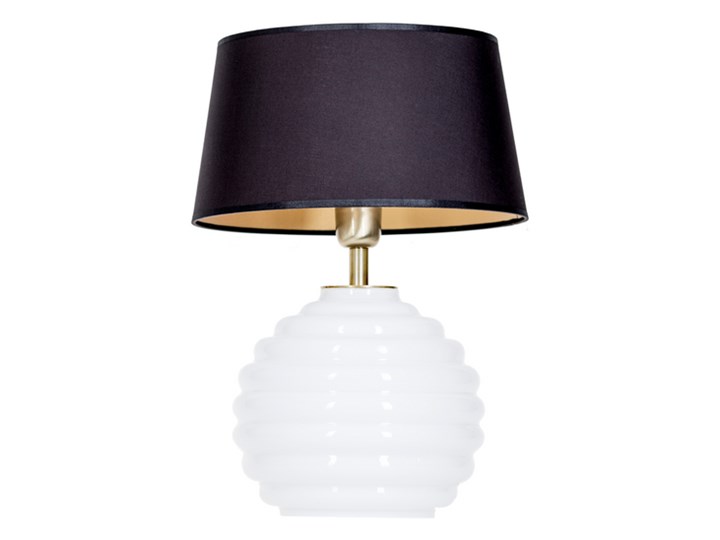 Lampka stołowa Antibes z białego szkła Czarny Lampa nocna Styl Nowoczesny Lampa z abażurem Wysokość 42 cm Wysokość 16 cm Styl Glamour