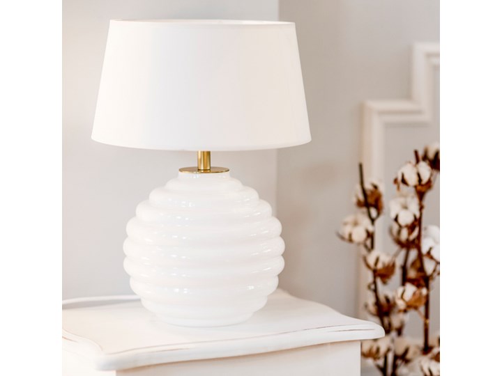 Lampka stołowa Antibes z białego szkła Czarny Lampa z abażurem Wysokość 42 cm Wysokość 16 cm Lampa nocna Kolor Biały