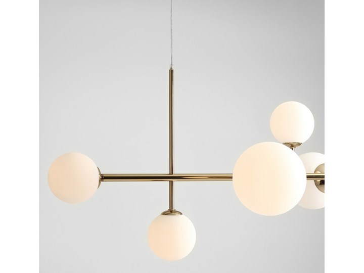 Żyrandol ze szklanymi kulami Floki Czarny Metal Lampa z kloszem Szkło Kolor Biały