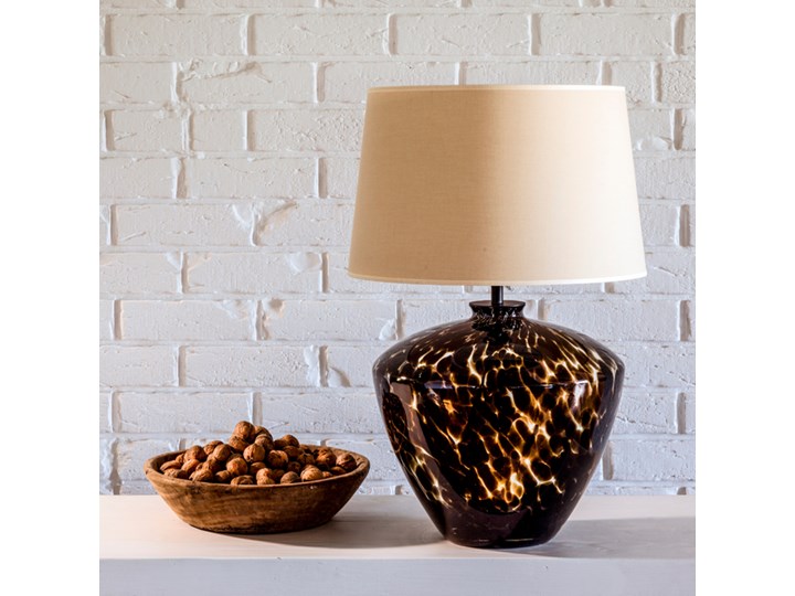 Designerska lampa stołowa Parma Czarny (złote wnętrze) Wysokość 48 cm Lampa z abażurem Kategoria Lampy stołowe Wysokość 20 cm Kolor Złoty
