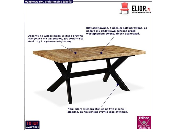 Stół z drewna mango Kalis 5X – jasnobrązowy Kształt blatu Prostokątny Wysokość 76 cm Długość 180 cm Długość 90 cm Drewno Szerokość 90 cm Kategoria Stoły kuchenne