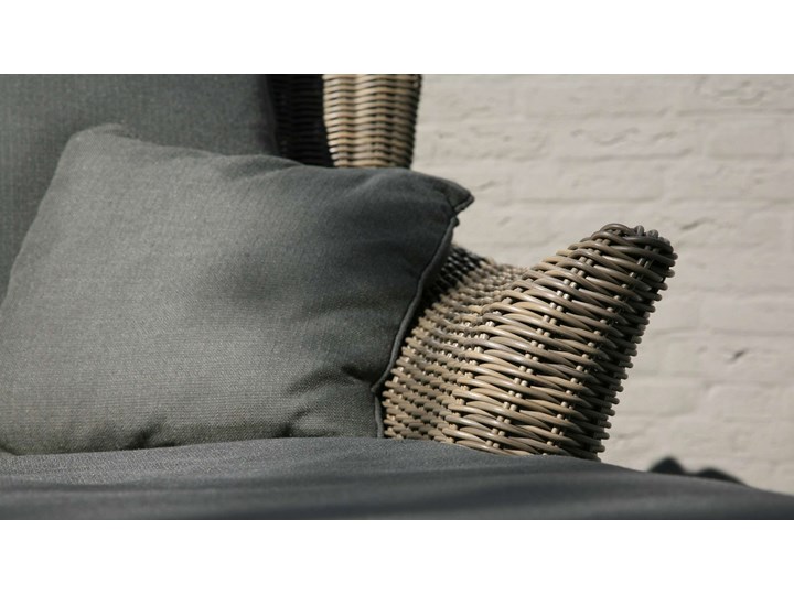 VALENTINE - Ekskluzywny zestaw mebli ogrodowych brązowobeżowy z szarymi poduchami | Dekkor Zawartość zestawu Sofa Technorattan Zestawy wypoczynkowe Stal Aluminium Kolor Brązowy