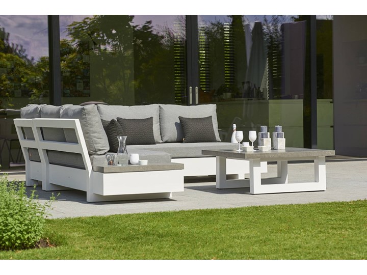 Komplet narożny na taras z aluminium teakowy EDGE | Dekkor Zestawy wypoczynkowe Kategoria Zestawy mebli ogrodowych