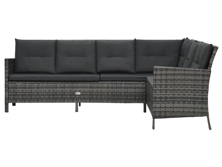 vidaXL 3-cz. zestaw wypoczynkowy do ogrodu, poduszki, rattan PE, szary Zawartość zestawu Sofa Zestawy wypoczynkowe Tworzywo sztuczne Stal Zawartość zestawu Stół