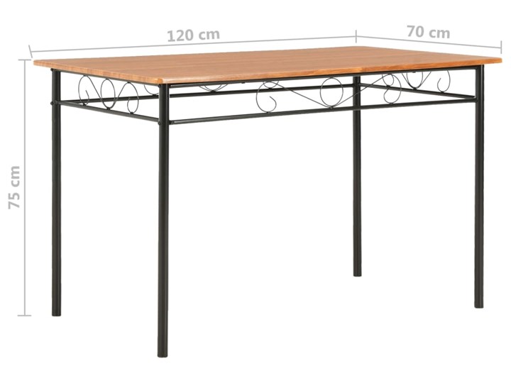 Stół do jadalni nowoczesny Barex – brązowy Długość 70 cm Długość 120 cm Płyta MDF Szerokość 70 cm Stal Wysokość 75 cm Kategoria Stoły kuchenne Kształt blatu Prostokątny