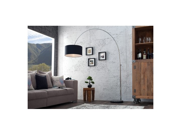 Lampa podłogowa Bowl czarny Tkanina Lampa łukowa Metal Styl Nowoczesny