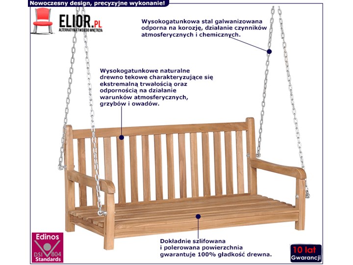 drewniana huśtawka paloma - teak Typ Huśtawka ze stelażem