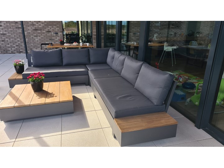 Komplet narożny na taras z aluminium teakowy EDGE | Dekkor Zestawy wypoczynkowe Zawartość zestawu Narożnik