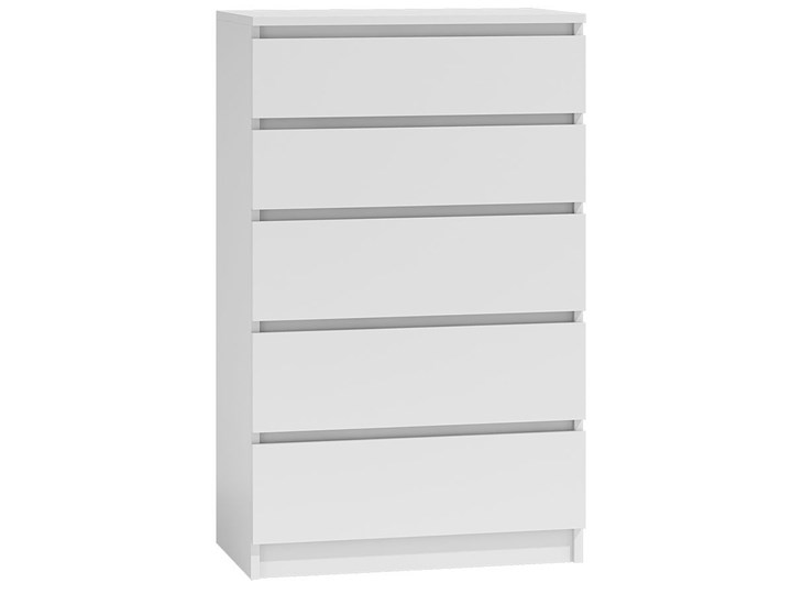 Wysoka komoda Dalia - biała Głębokość 40 cm Szerokość 70 cm Wysokość 112 cm Z szufladami Pomieszczenie Pokój nastolatka