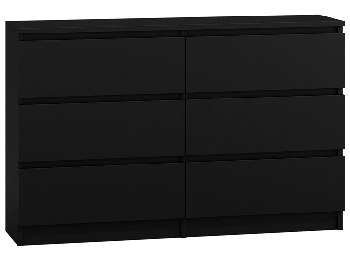Komoda Marea 2X 140 cm - czarna Styl Nowoczesny Wysokość 77 cm Szerokość 138 cm Z szufladami Styl Minimalistyczny