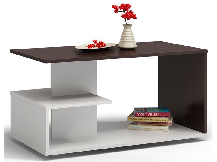 Nowoczesna ława Livea - biała + wenge Wysokość 40 cm Styl Nowoczesny Kolor Biały