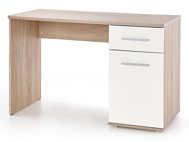 Nowoczesne biurko Lines - dąb sonoma - białe Szerokość 120 cm Głębokość 55 cm Styl Skandynawski