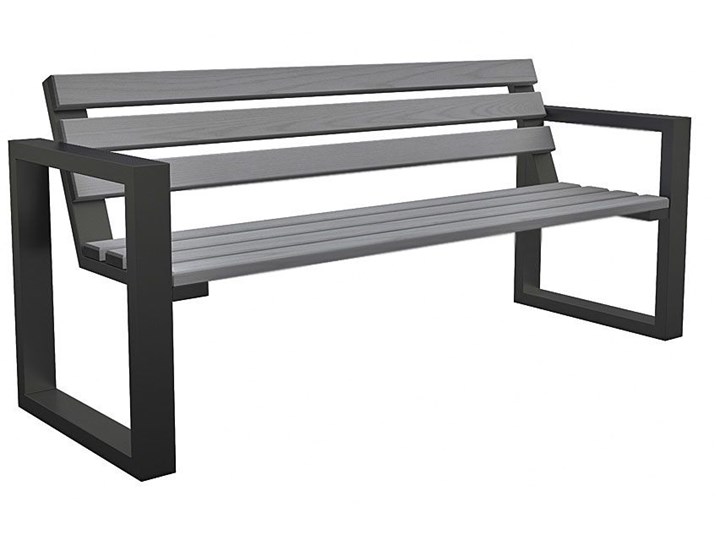 Ławka ogrodowa Norin Gray 150cm Stal Drewno Z oparciem Długość 150 cm Kolor Szary