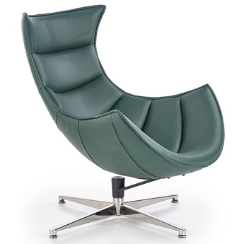 Skórzany obrotowy fotel wypoczynkowy do salonu Lavos - zielony