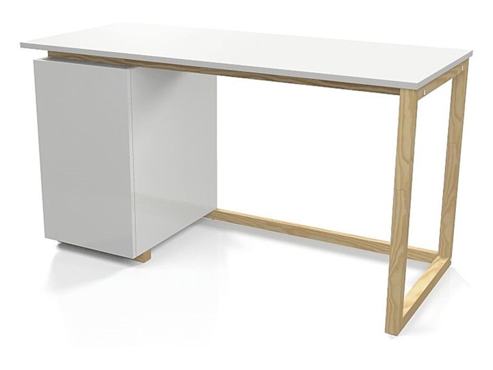 Skandynawskie biurko Fibi 2X - białe Szerokość 138 cm Biurko tradycyjne Kolor Biały Drewno Głębokość 60 cm Kolor Beżowy