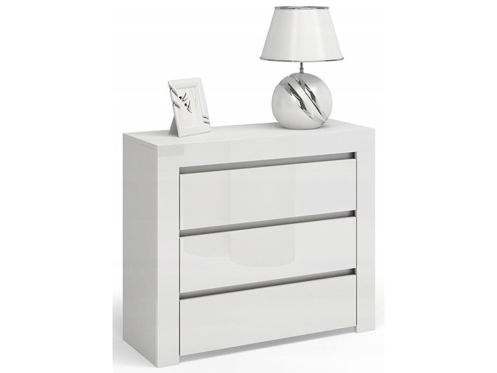 Lakierowana komoda Lorena 5X - biały połysk Z szufladami Głębokość 40 cm Szerokość 80 cm Styl Minimalistyczny Pomieszczenie Garderoba