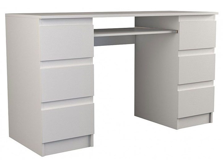 Białe biurko komputerowe - Liner 2X Płyta meblowa Kolor Biały Głębokość 50 cm Głębokość 130 cm Styl Nowoczesny