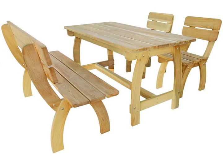 Zestaw drewnianych mebli ogrodowych Darco 2X - brązowy Drewno Stoły z krzesłami Zawartość zestawu Krzesła