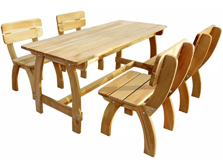 Zestaw drewnianych mebli ogrodowych Darco 4X - brązowy Drewno Stoły z krzesłami Styl Vintage Zawartość zestawu Stół