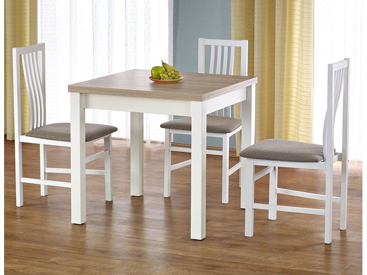 Kwadratowy rozkładany stół kuchenny Cubires - biały + dąb sonoma Drewno Szerokość 80 cm Wysokość 76 cm Długość 80 cm Kolor Beżowy