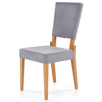 Krzesło drewniane tapicerowane Elton - popiel + dąb miodowy