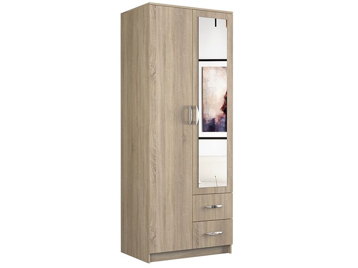Szafa z lustrem Amira 2X - dąb sonoma Drewno Metal Kolor Beżowy Płyta MDF Lustro
