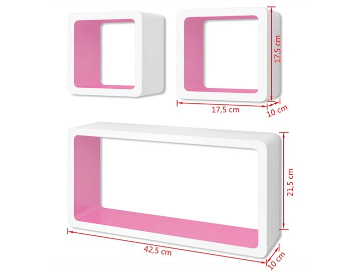 Zestaw biało-różowych półek ściennych - Lara 2X Melamina Płyta meblowa Płyta MDF Płyta laminowana Uniwersalne Tworzywo sztuczne Pomieszczenie do sypialni