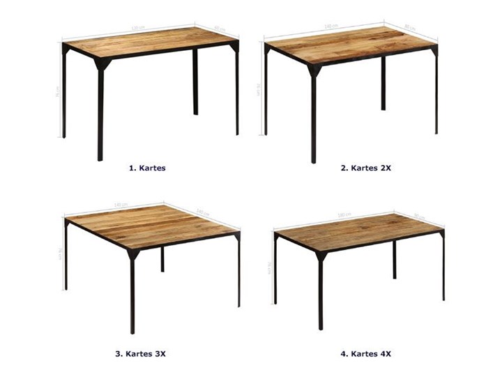 Stół ze stali i drewna Kartes 3X – brązowy Drewno Wysokość 76 cm Długość 140 cm  Kolor Beżowy Rozkładanie
