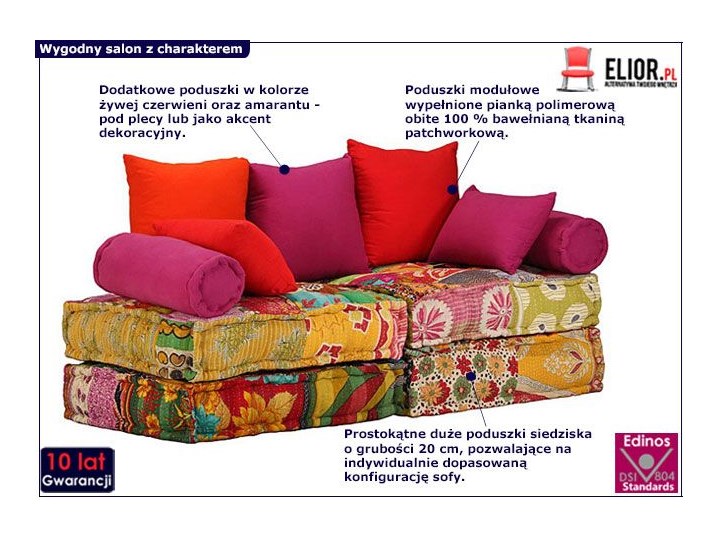 Modułowa sofa patchwork Demri 2D Modułowe Szerokość 70 cm Typ Gładkie Boki Z bokami