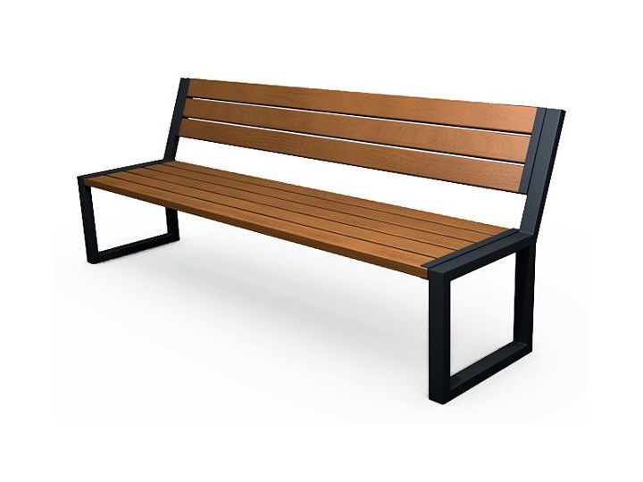 Nowoczesna industrialna ławka Valkiria 3V - palisander Stal Z oparciem Drewno Długość 162 cm Styl Industrialny