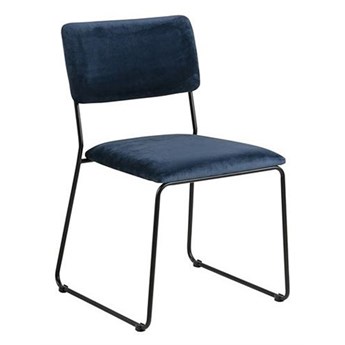 Welwetowe krzesło tapicerowane Nadio - granatowe