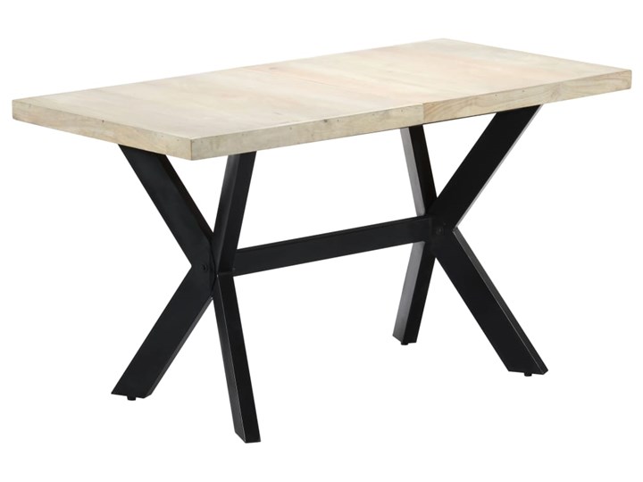 Stół do jadalni z drewna mango Kalis 2X – biały Drewno Stal Płyta MDF Wysokość 70 cm Wysokość 75 cm Styl Minimalistyczny