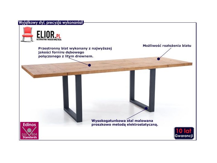 Duży rozkładany stół industrialny Marco 2X Szerokość 90 cm Drewno Styl Minimalistyczny Wysokość 76 cm Długość 90 cm Kategoria Stoły kuchenne
