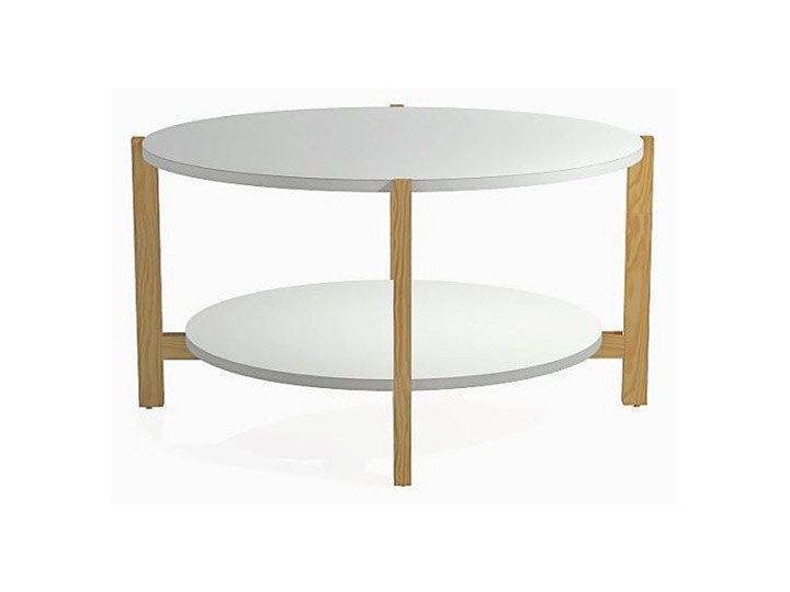 Skandynawski stolik kawowy Inelo L15 Drewno Kolor Beżowy Wysokość 45 cm Zestaw stolików Kształt blatu Okrągłe