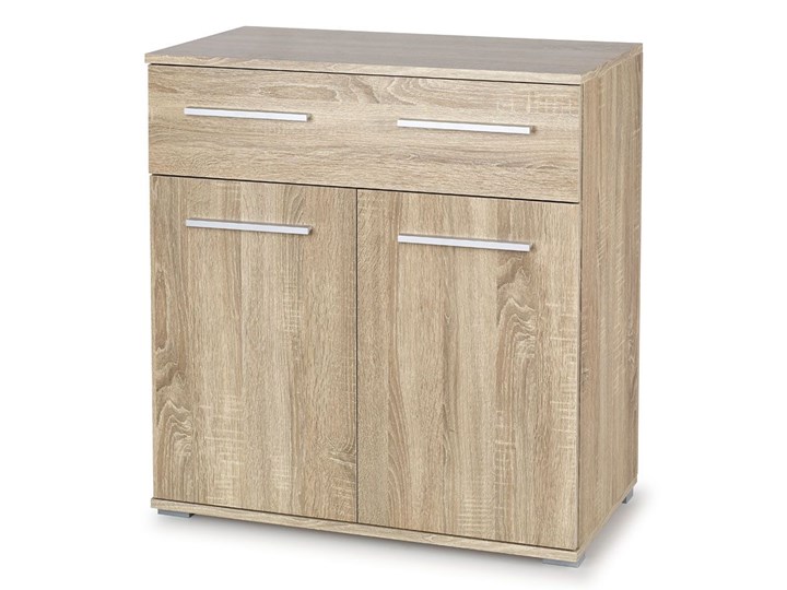 Minimalistyczna komoda Lines C6 - dąb sonoma Z szafkami i szufladami Wysokość 82 cm Drewno Szerokość 77 cm Pomieszczenie Pokój nastolatka Styl Klasyczny