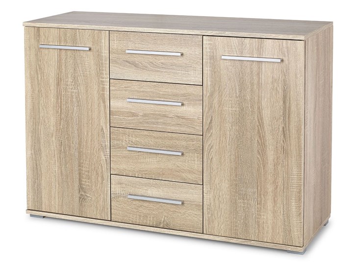 Komoda Lines C3 - dąb sonoma Głębokość 40 cm Wysokość 82 cm Szerokość 116 cm Z szafkami i szufladami Płyta MDF Pomieszczenie Salon