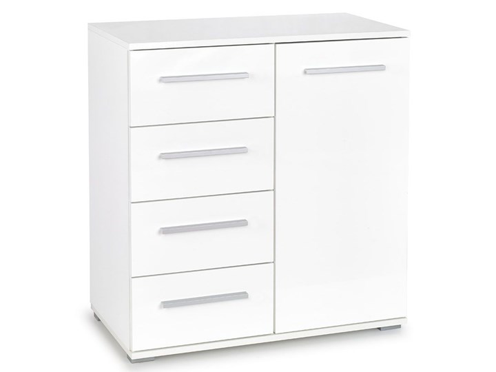 Komoda Lines C5 - biała Głębokość 40 cm Szerokość 77 cm Z szafkami i szufladami Wysokość 82 cm Styl Minimalistyczny